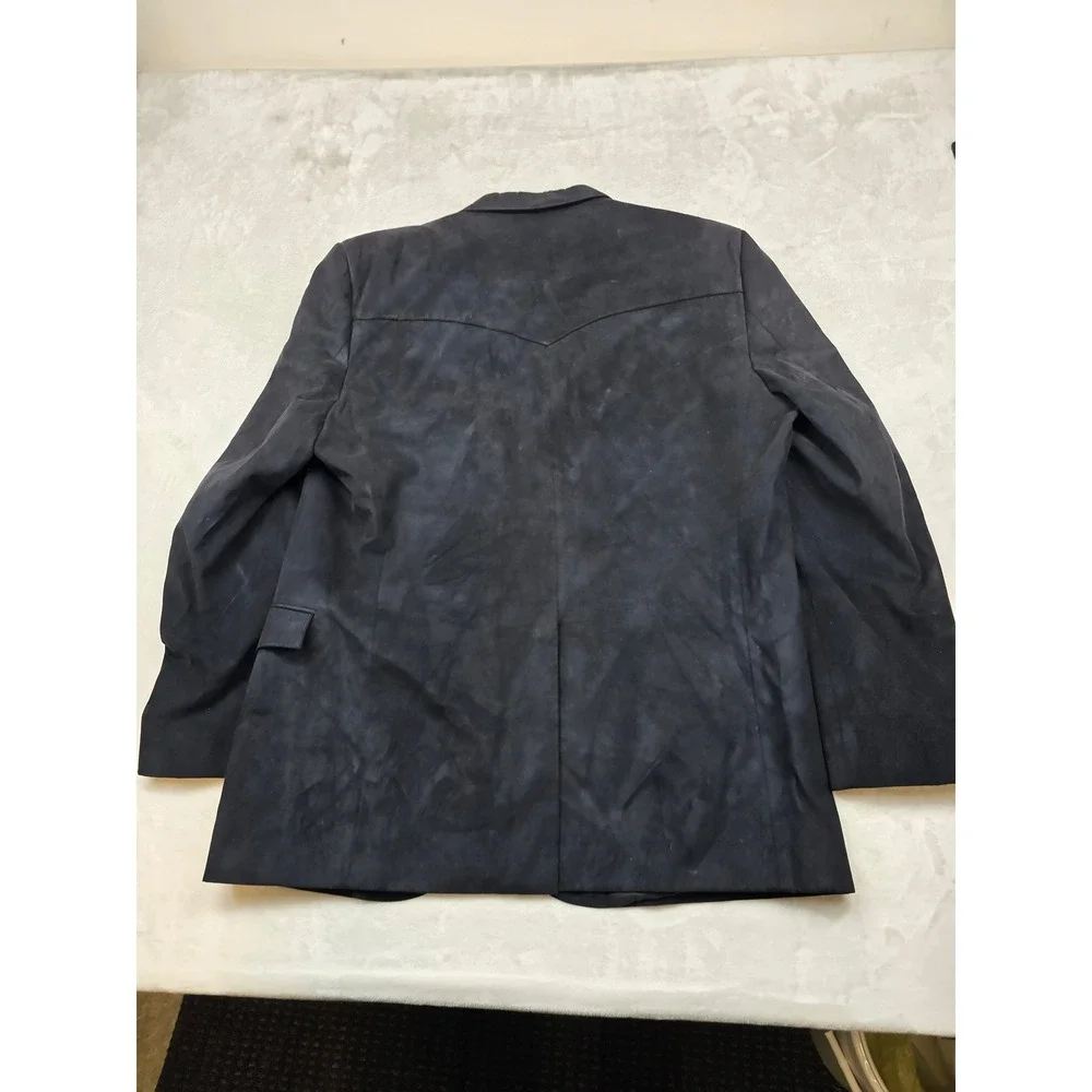 Circle S Western Faux Suede Blazer Mens 48L Black Cowboy Sport‎ Coat Jacket